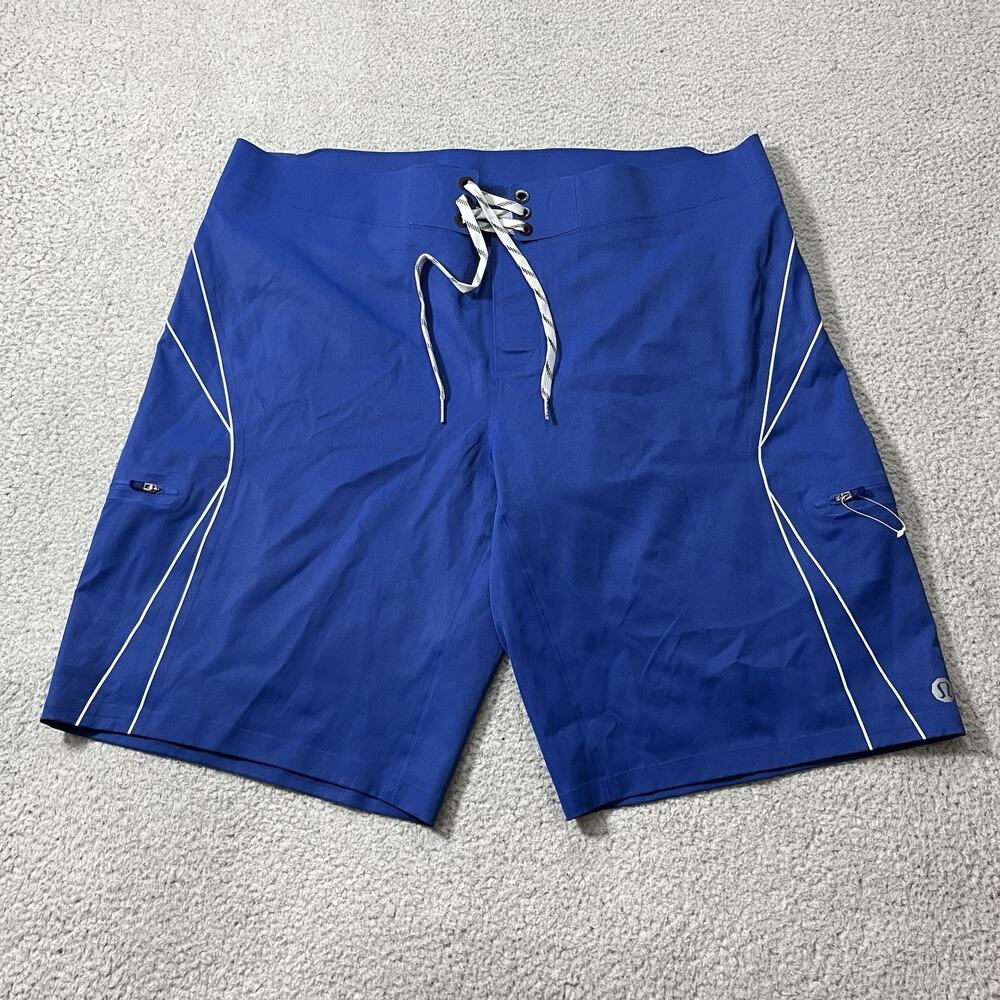 Lululemon Board Shorts Mens 40 Blue Swim Trunks Pockets Beach Drawstring